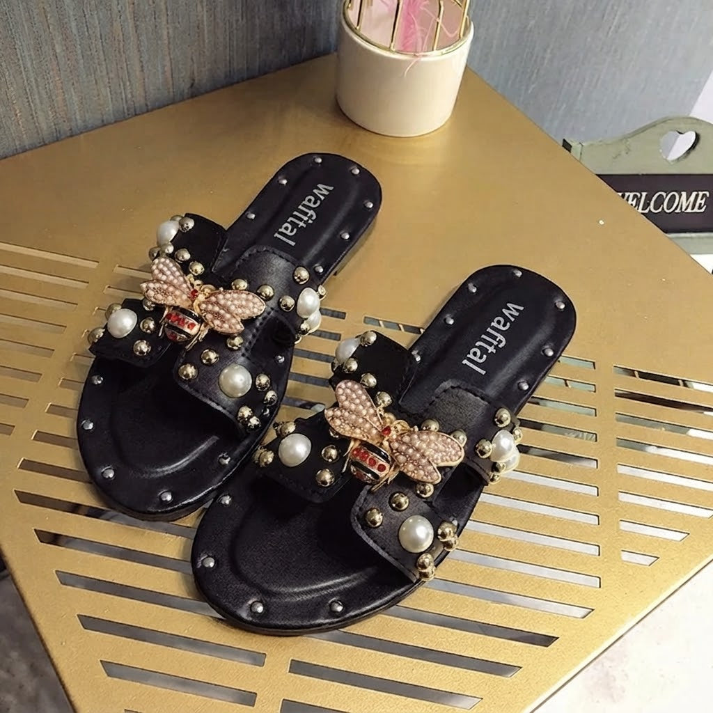 Sandales Femme Nœud en Perles – Chaussures d'Été Élégantes et Tendance